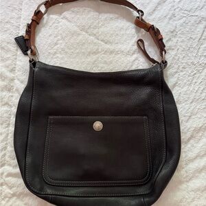 Vintage Coach Black and Brown Leather Hobo Bag